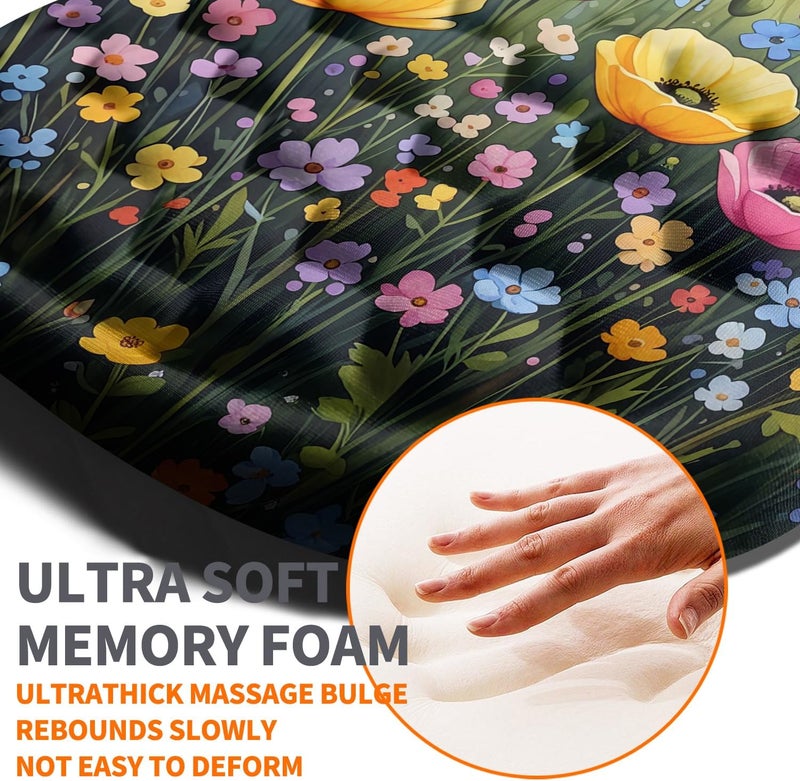 Armanza Ergonomic Joint Wrist Support Mouse Pad with Memory Foam Cushion Massage Bump, Carpal Tunnel Pain Relief Mousepad Slope Design for Wrist Rest, 11.8x7.9 in, Wild Flower - Image 3
